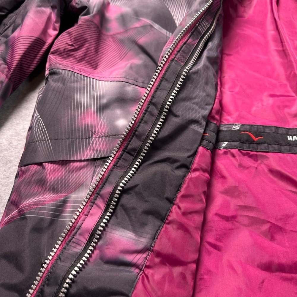 Hawke & Co Women's Medium Sport Outerwear Black Pink Geometric Print Hooded Coat - Picture 8 of 15